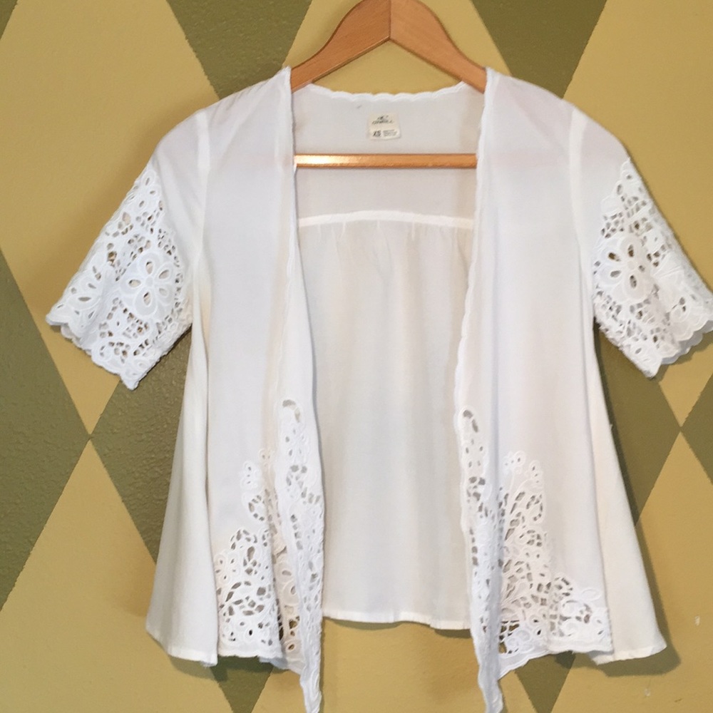 O’Neill Agate Raw Edge Eyelet Kimono XS NWT